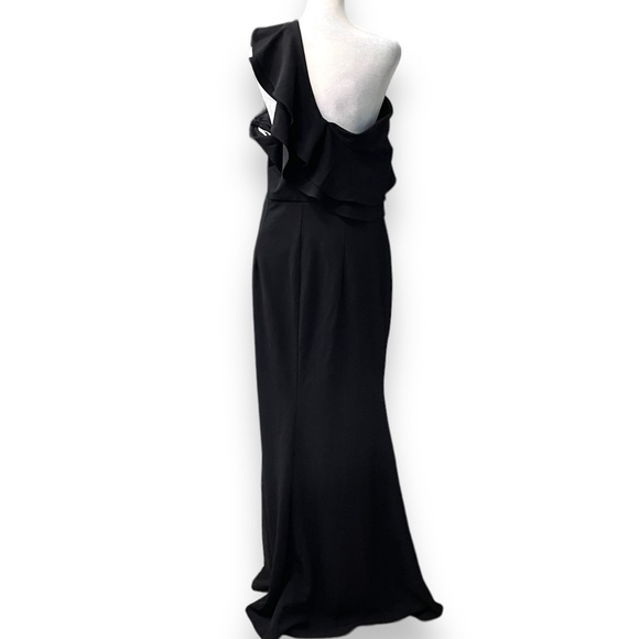 grand beauty black ruffled one shoulder mermaid maxi dress Black Wrap Dress Rib Jersey Tie Waist Knee Length